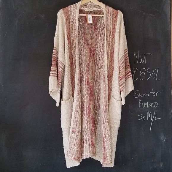 easel Sweaters - NWT Easel Boho Sweater Kimono Sz M L